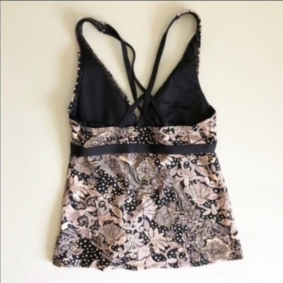 CARMEN MARC VALVO Strappy Brown Black Two Piece Tankini Paisley Printed Swimsuit - Picture 4 of 7